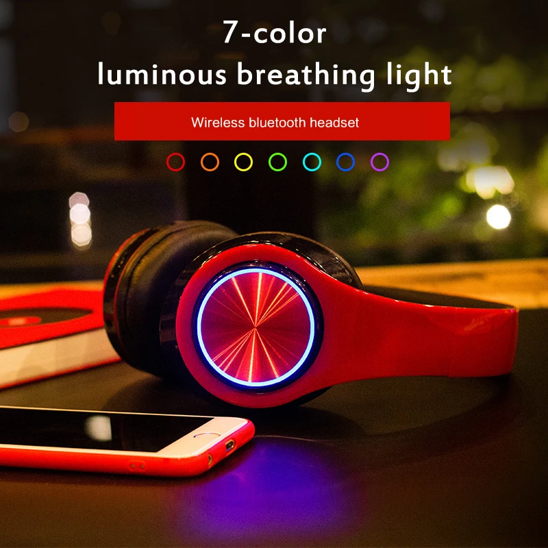 B39 Wireless headphones Portable Folding Support TF Card Built-in FM Mp3 Player With LED Colorful Breathing Lights