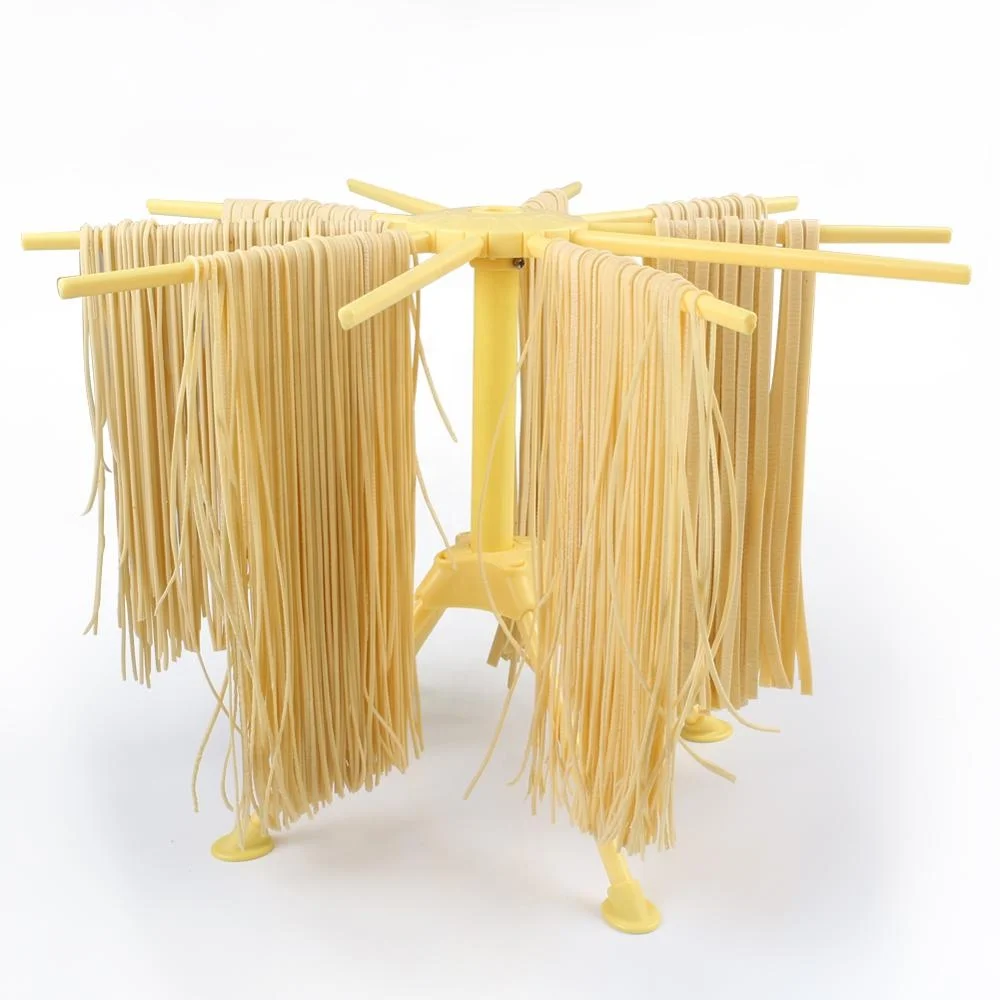 Yellow HOMER Collapsible Pasta Drying Rack and Spaghetti Pasta Maker with 10 Arms Safe-Food Grade ABS Plastic Matrial Noodles Dryer Stand Holder 