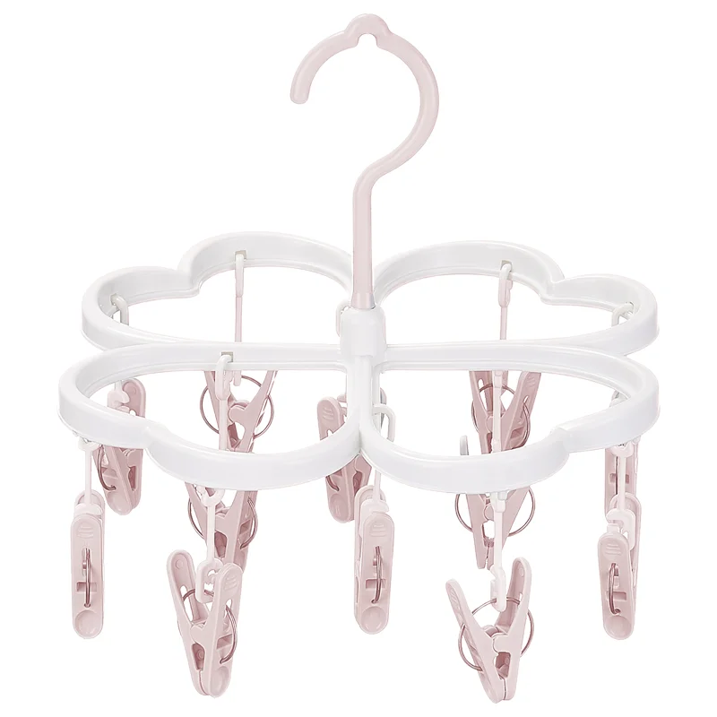 SOLELY Factory's Hot Sale Clover Shaped Hanging Drying Rack with 12 Clips clip hanger Wardrobe Balcony Bathroom Living room