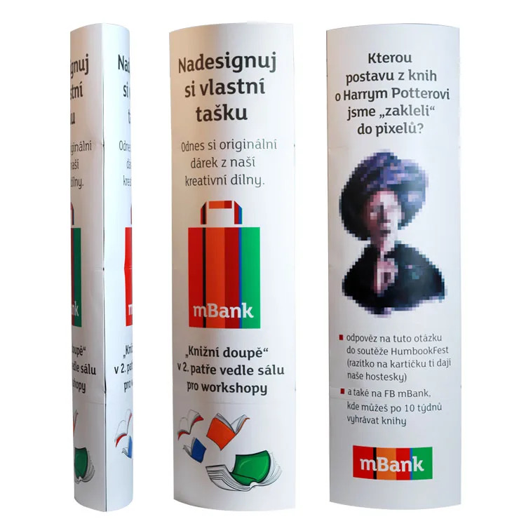 Promotional Modern Style Portable Folding Cardboard Advertising Totem Glossy Surface Standing Poster Display Board