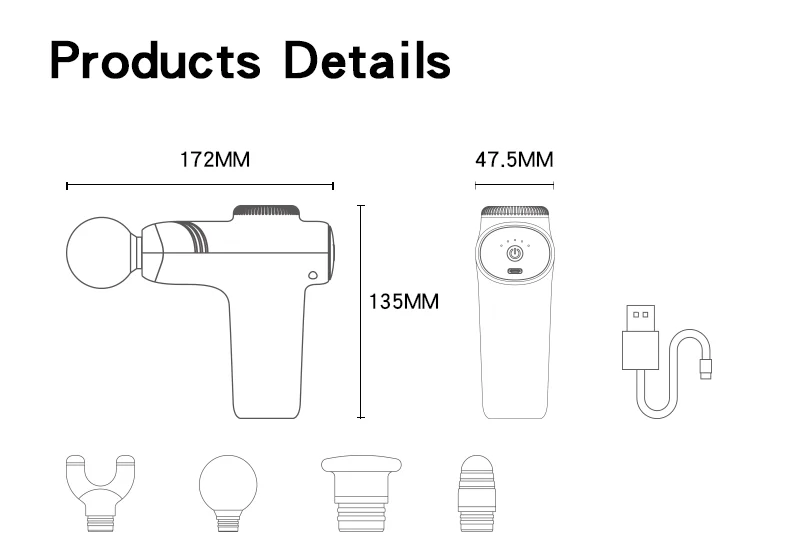 Yesido Mini Size Intelligent Program Protecting Powerful Relaxing Max with 5 Stages for Consumer Fascia Gun