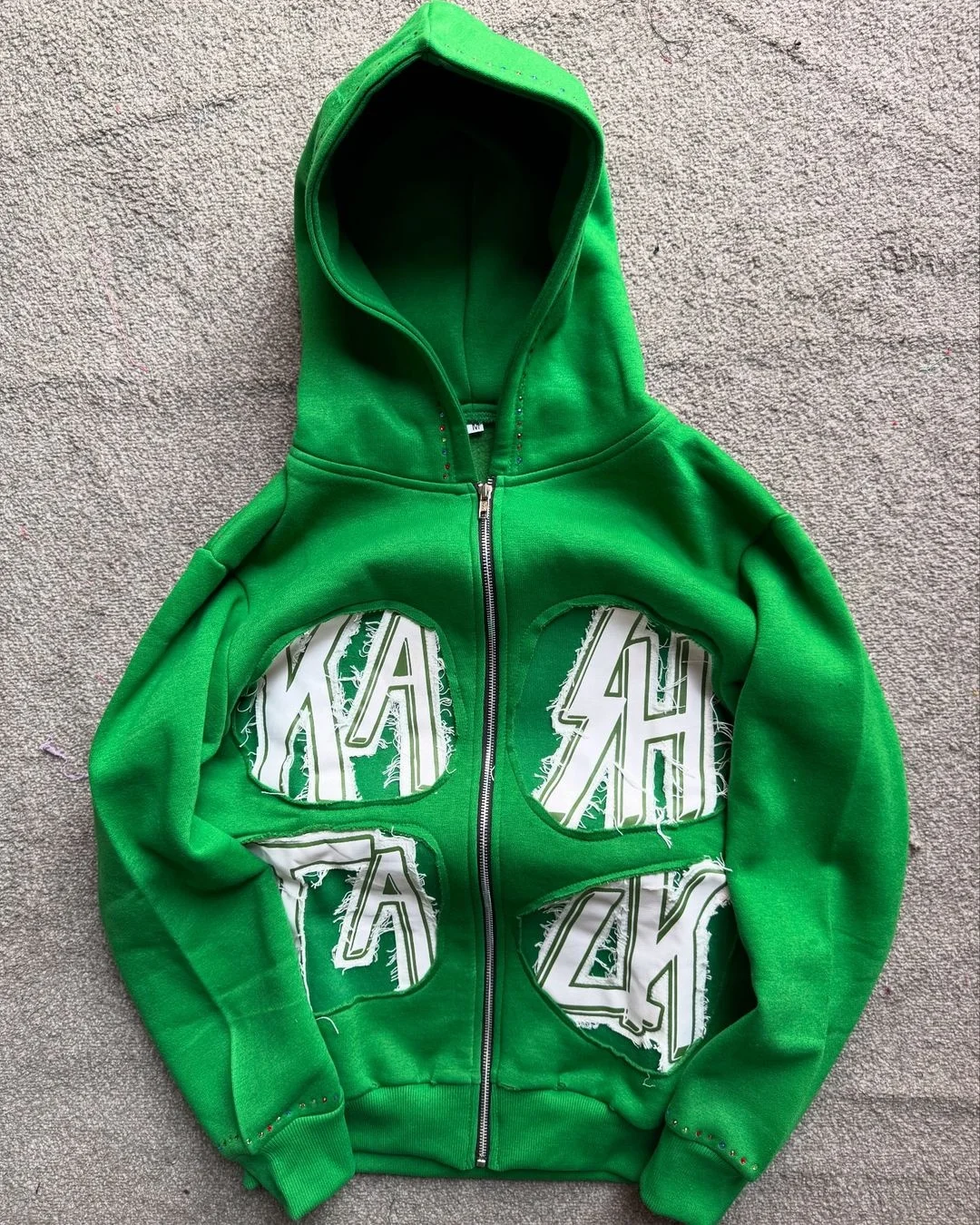 Salati High Quality Designer Custom Men's Hoodie 400GSM Crystal Diamond Patch Embroidered Boxy Graphic Print French Fabric 6XL gallery 7
