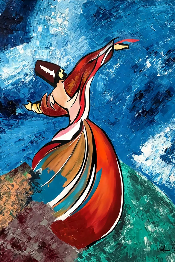 抽象的な踊る人物画 キャンバス油絵 キャンバス絵画 子供部屋 男の子
