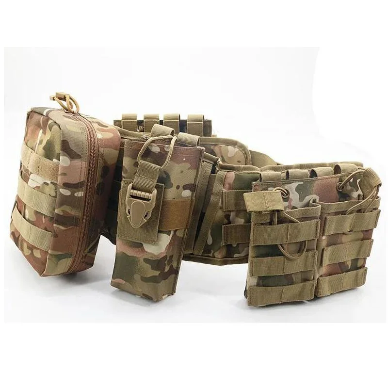 Adjustable Outdoor Quick-release Buckle Outdoor Waist Wrap Camouflage Tactical Belt Set Multi-functional Belts Accessory Bag