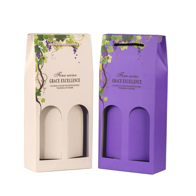 Custom Cardboard Carton Mailer Wine Glass Bottle Storage Packaging Gift Box Wine Corrugated Shipping Box With Handle