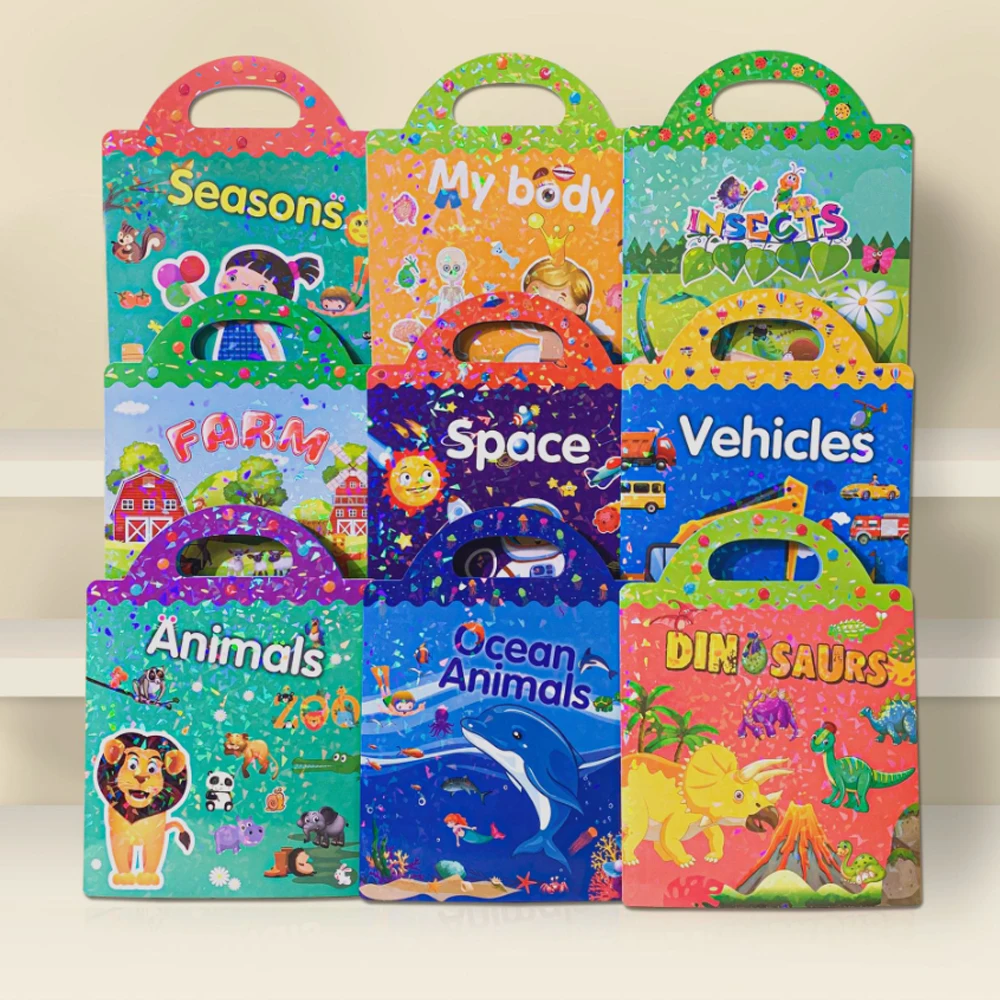 Reusable Sticker Books for Kids Animals Dinosaur a Fairy Tales Sticker Activity Quiet Busy Books