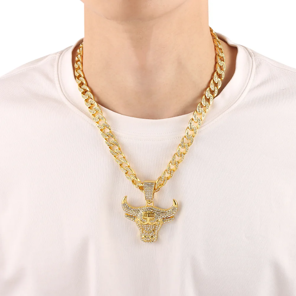 Hiphop Wholesale Gold Iced Out Moissanite Pendant Animal Hip Hop Jewelry  Cuban Link Chains for Men