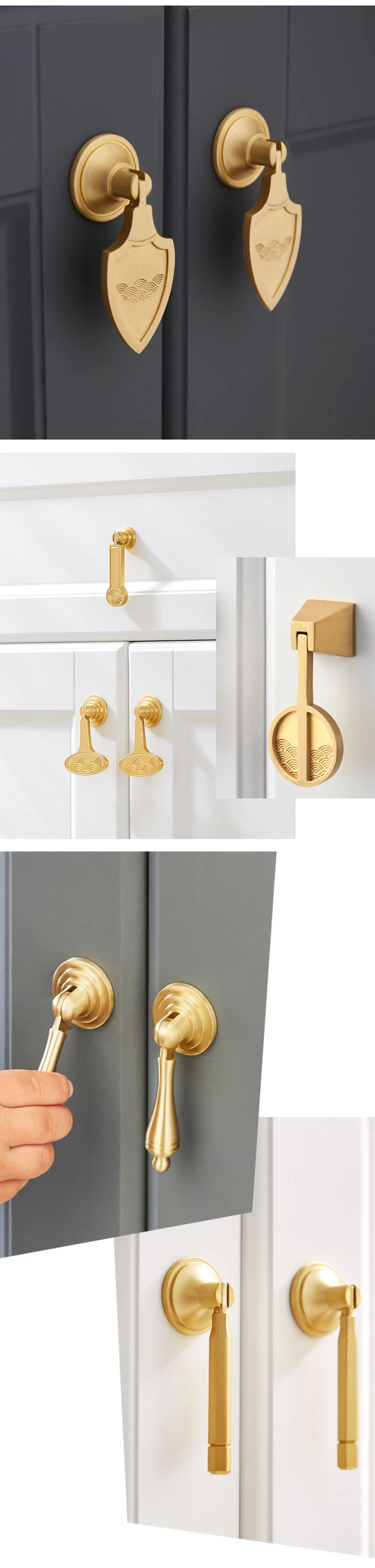 Brass Door Handle Nordic Gold Modern Simple Hardware