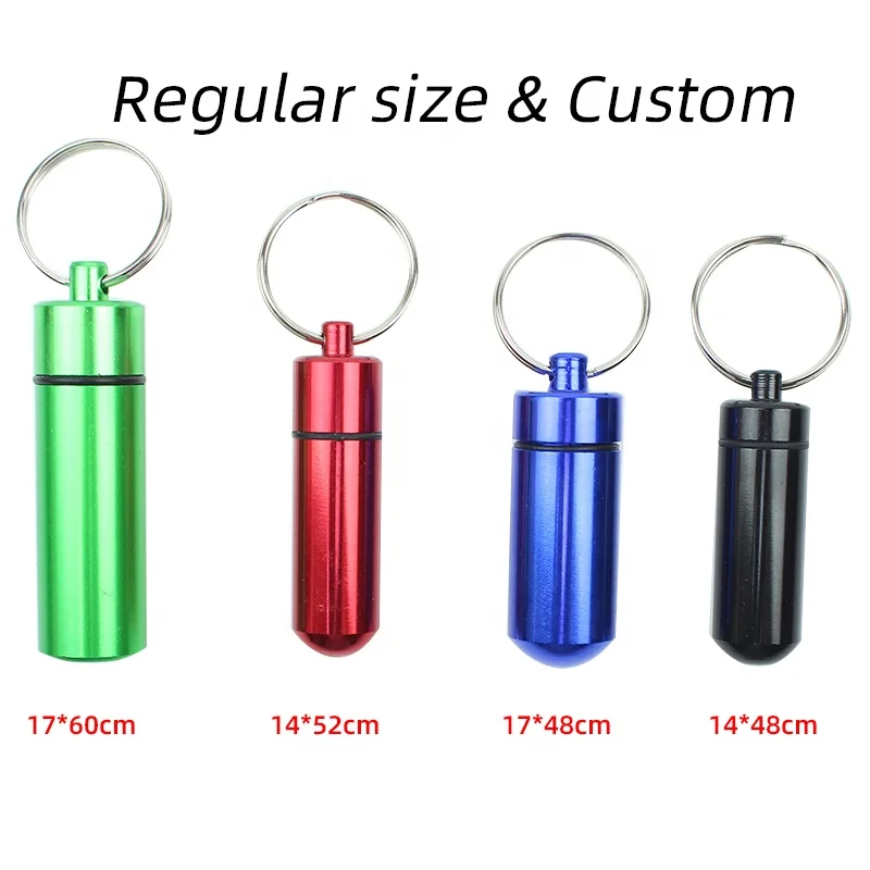 Брелок для таблеток алюминиевый контейнер металлическая коробка органайзер лекарств брелок держатель чехол бутылки с