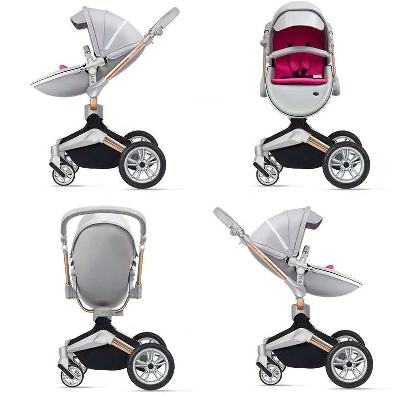 Hot Mom - Elegance F022 - 3 in 1 Baby Stroller - Grid with Matching Car Seat