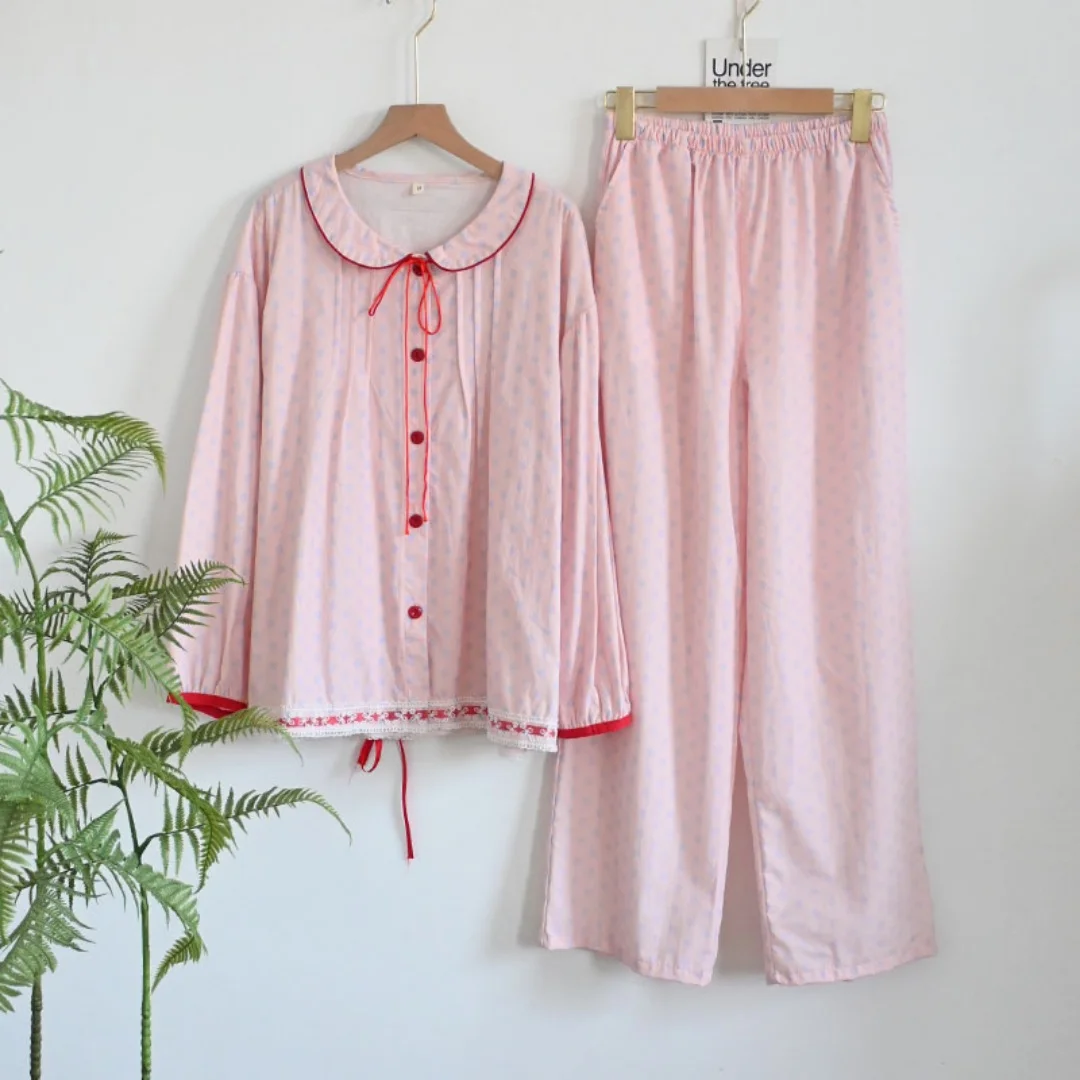Luxury Texture Women Pure Cotton Home Wear Soft Breathable Loose Casual Indoor Relaxing Loungewear