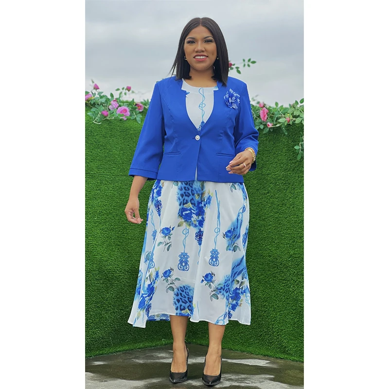Newest Design Plus Size Two Pieces Church Skirt Suits for Women Casual Dresses Women Suits Turkey Dresses Ladies