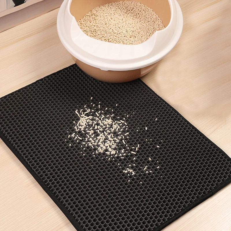 Custom Non Slip Waterproof Clean Eva Double Layer Cat Litter Trapping Pet Litter Box