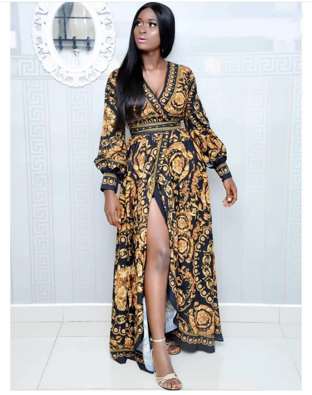 Versace print maxi on sale dress