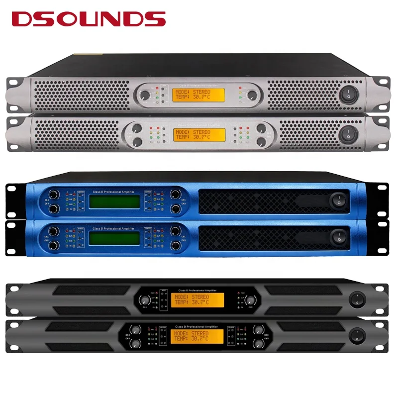 Class D Professional Amplifier Audio Amplifier 4-channel Stereo Power Amplifier 1U Size 1200Wx4 for DJ Sound Set