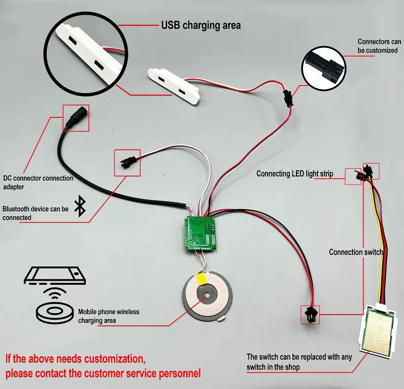 Bedside Table 15W Wireless Quick Charging Usb Connector Tricolor Dimmer Led Touch Switch For Phone manufacture