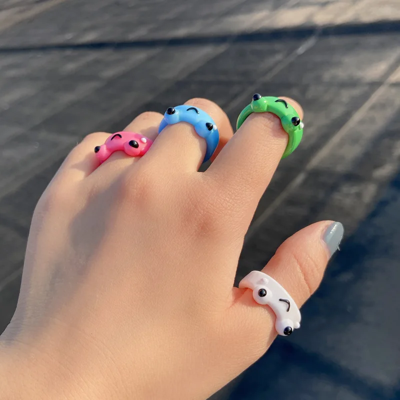 Intetesting Chunky Cute Animal Rings Child Gift Colorful Resin Cartoon Frog  Clay Rings for Girls