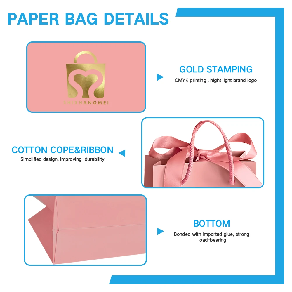 Small Size Custom Manufacturer Luxury Paper Shopping Bag Gift Jewelry Packaging Ribbon Paper Bags With Your Own Logo