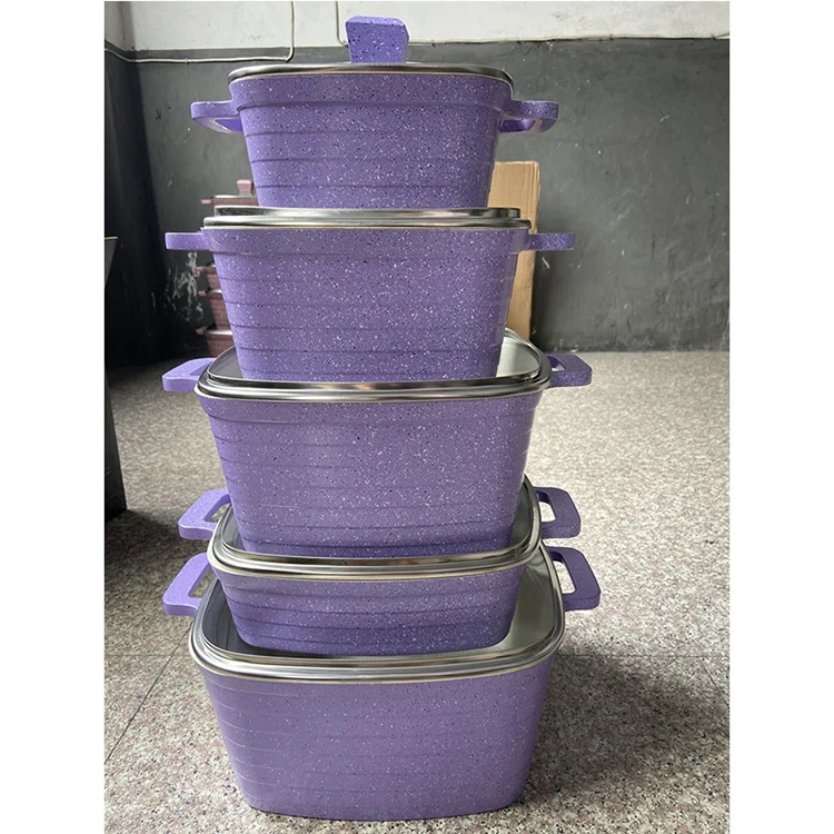 2023 Cookware Set 14 Pcs Granit Marble Coating Die Casting Nonsitck