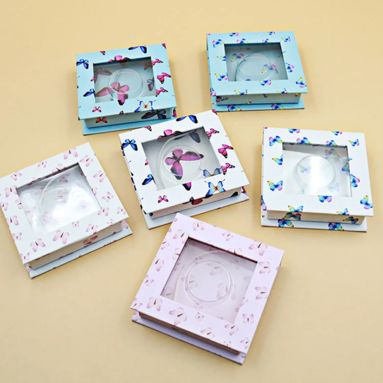 Custom Lashbox Container Empty Lashesbox Butterfly 25mm Strip Lash Case  Eco Friendly Eyelash Packaging Box