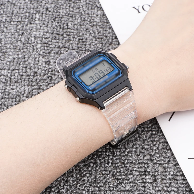 18mm High Quality TPU Watch Band for Casio  F91W/F84/F105/108/A158/168/AE1200 Clear Sports Waterproof Watch Strap