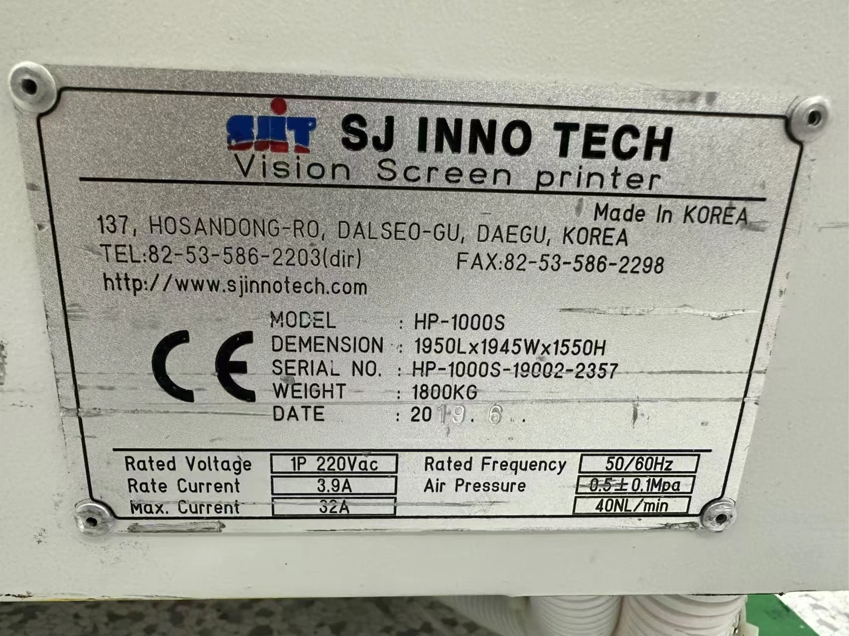 Korea SJ Inno Tech Vison Printer,  Model Hp-1000s