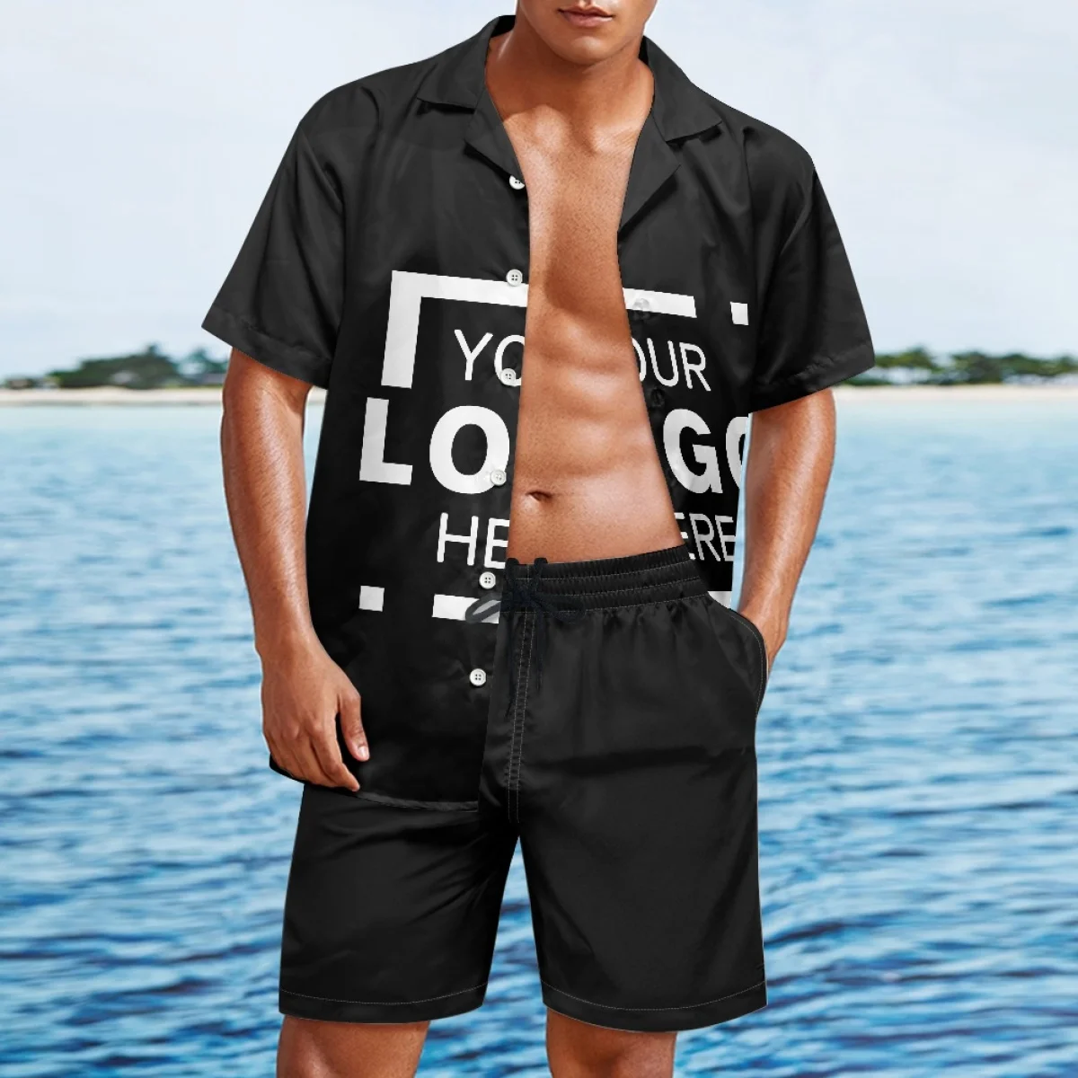 Trendprodukt Hawaiian Casual Print On Demand Set aus Hawaiihemd und Shorts, gerade Passform, Freizeit, Urlaub, Herren195_voghion.com