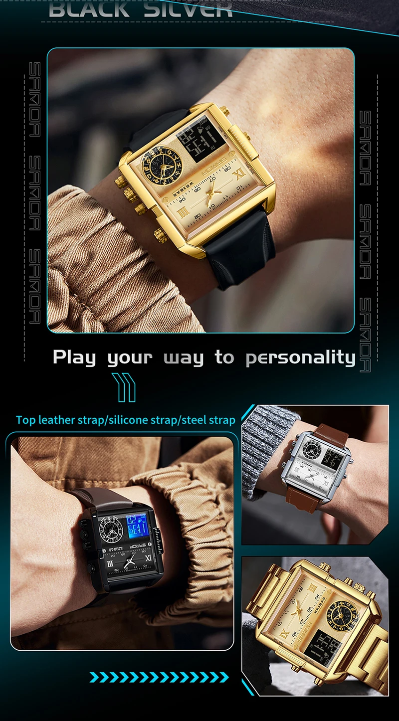 Sanda 9008 Multifunctional Luminous Waterproof Watch For Men