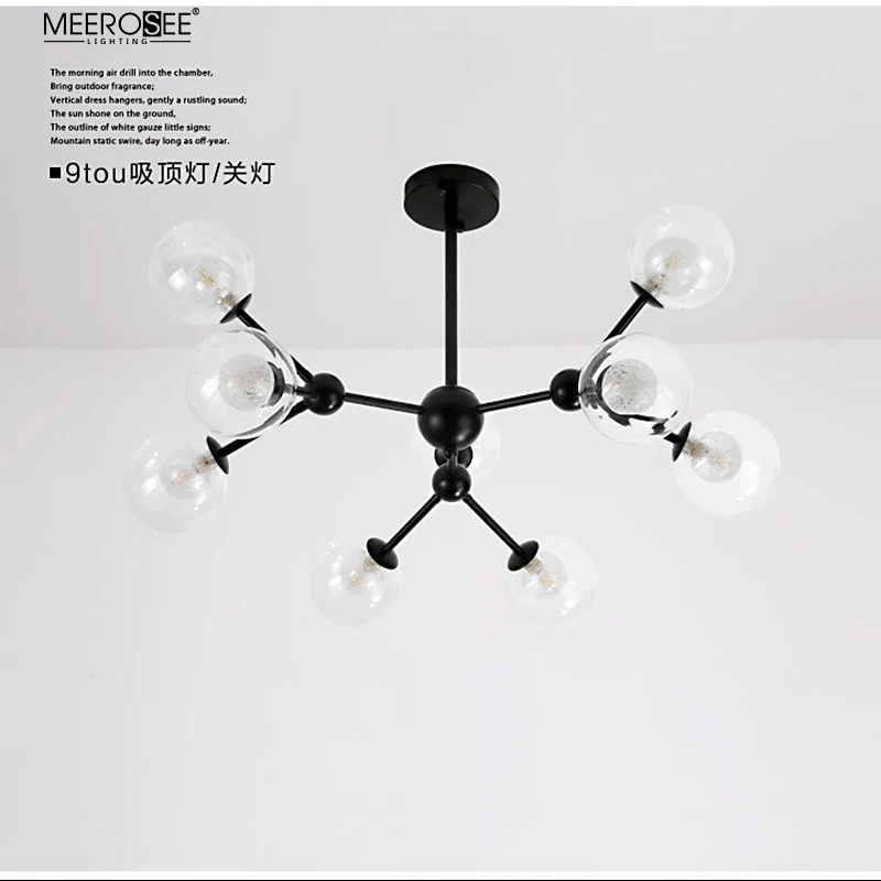 Meerosee Hot Selling Iron Glass G9 Pendant Light Indoor Living Room Restaurant Hanging Modern Chandelier MD86778