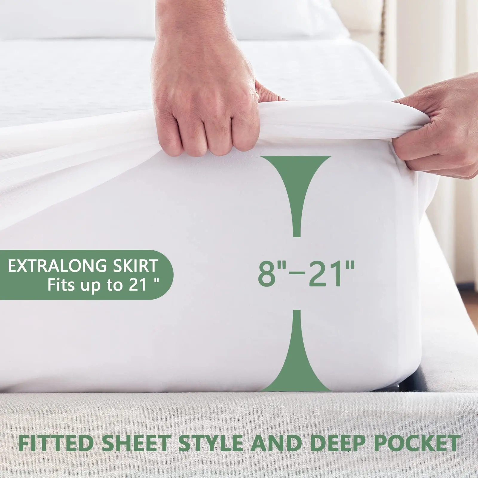 Bamboo Fiber White Waterproof Mattress Protector