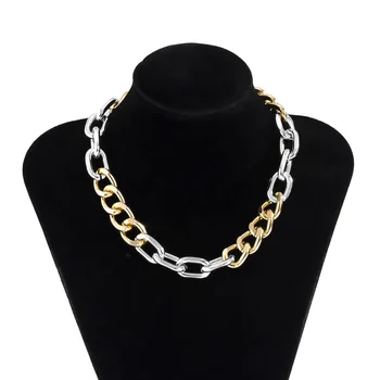 Hip Hop Cuban Lock Choker Necklace Pendant Women Men Vintage Mix Color Aluminum Chain Necklace Aesthetic Jewelry