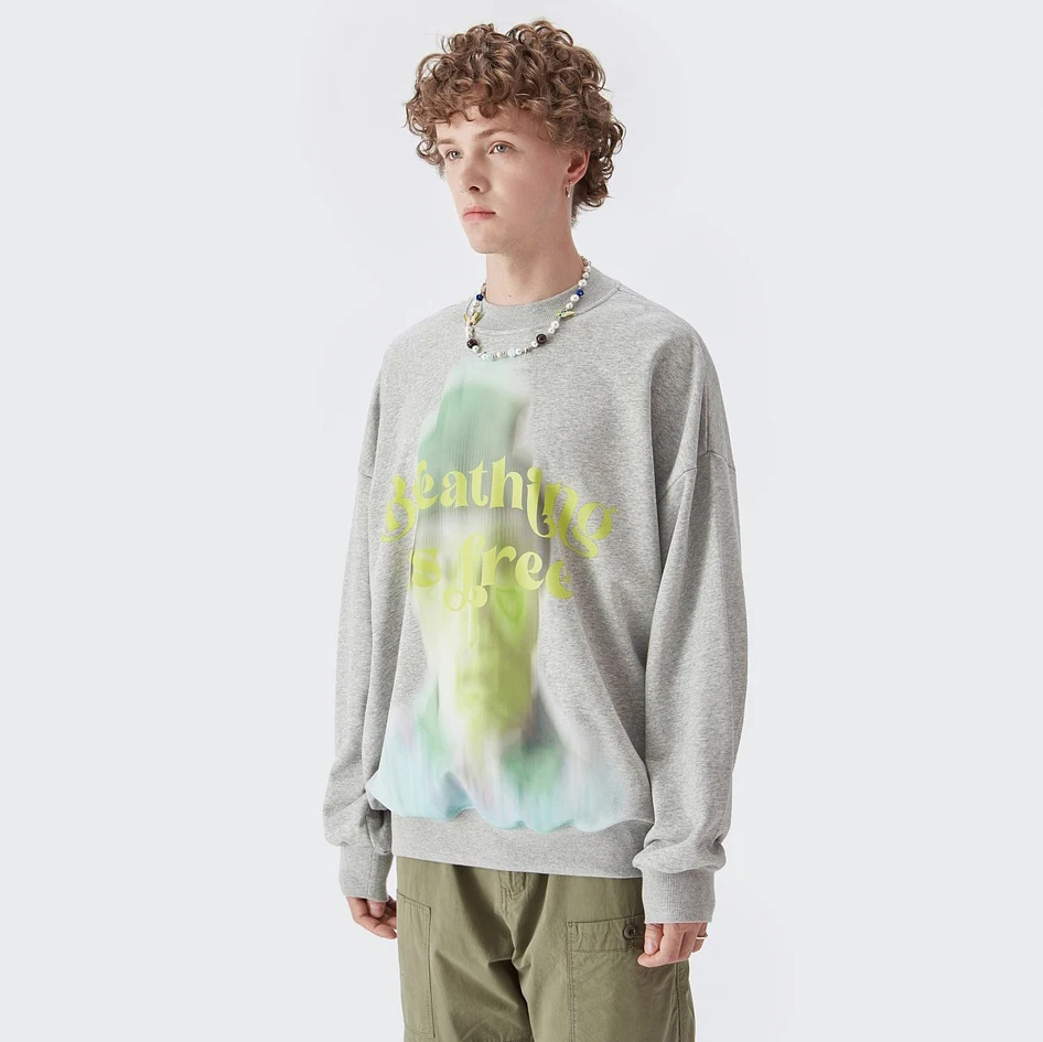 DiZNEW Fall 2021 New Fashion Line Unreal Portrait Retro Steam Wave Print Loose Casual sweatshirt Man details