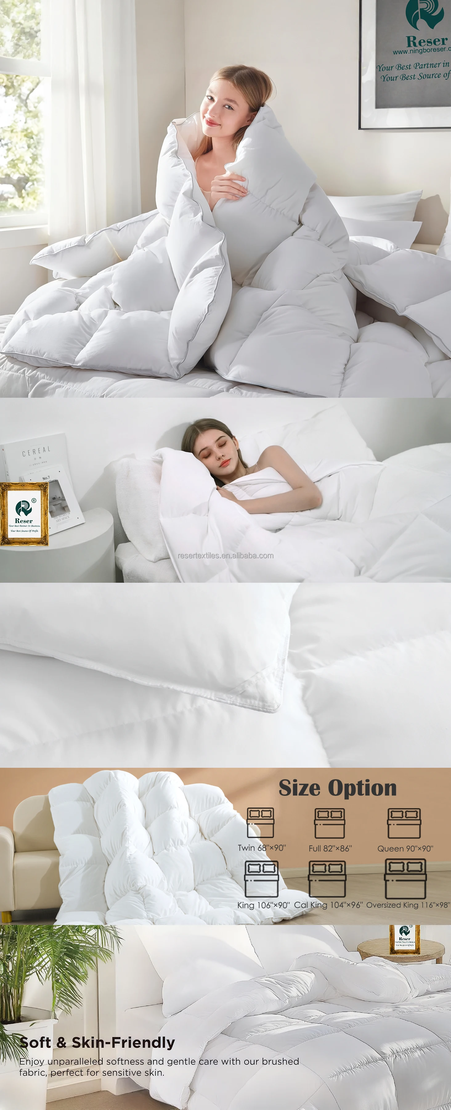 Goose Down Quilted Comforters Extra Fluffy White Duvet Insert Soft Breathable Eco-friendly All Season Hotel Luxury Bedding