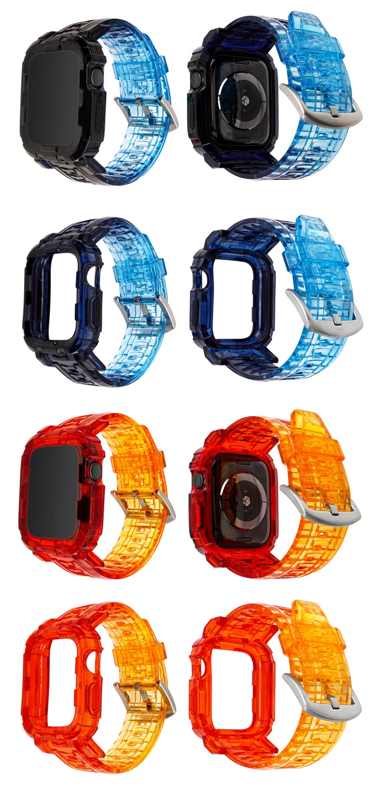 Tschick Transparent Glacier Gradient Color Strap for Apple Watch Series SE 5 6 Band Bracelet Smart Watch 4 3 Watchband Belt
