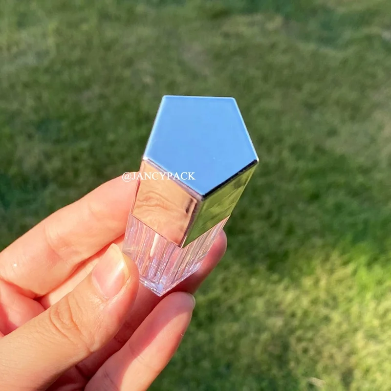 JANCY PACK 5ml Unique Hexagon Shape Rose Gold Silver Gold clear Lipgloss Container Tubes