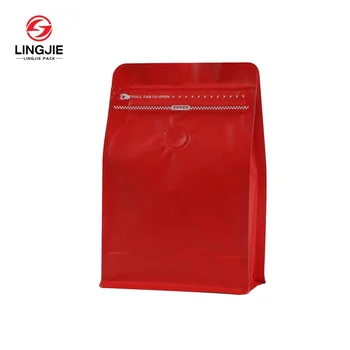 Lingjie high quality red eight sided sealing coffee bean packing stand up bag with vent valve