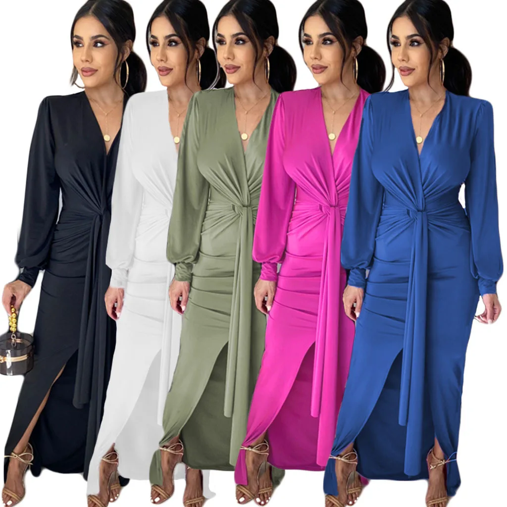 Dll-vestido Largo De Manga Larga Para Mujer,Prenda De Vestir Para Fiesta, Boda,Otoño,Disponible En 5 Colores - Buy Saris De Fiesta De Boda,Otoño De Manga  Larga Vestido Maxi,Largo Product on Alibaba.com