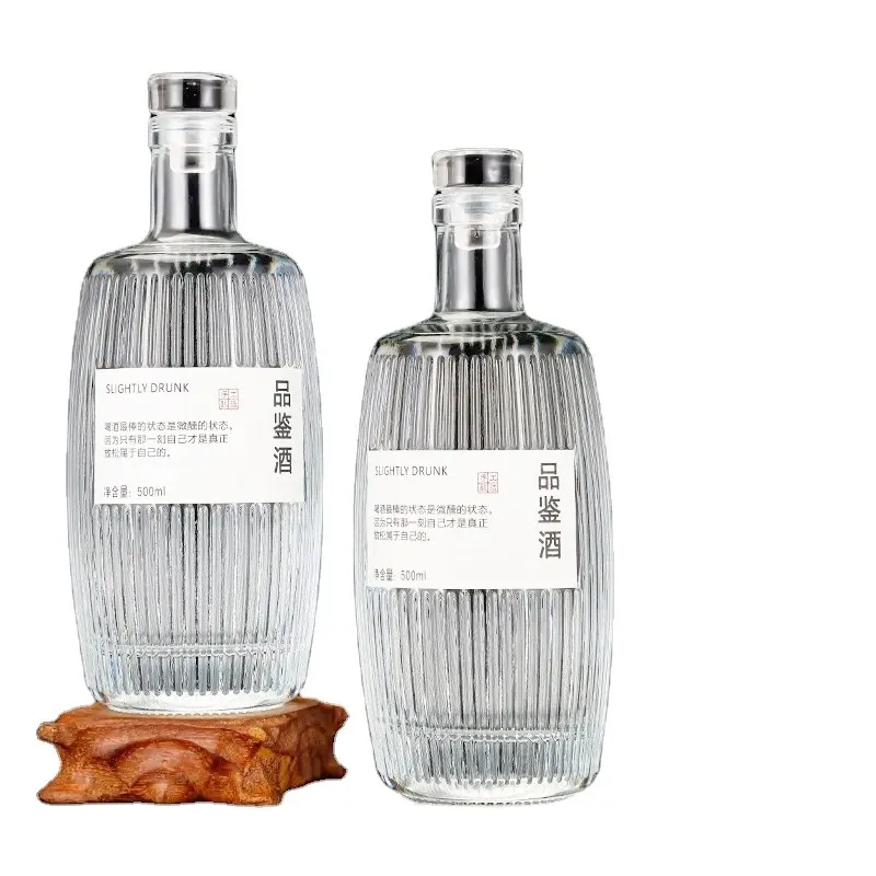 Liquor Bottles Round Plum Wine Weak Alcohol Drink Port Bottle Vanjoin 500 Ml Glass With Wood Cork Beer Bottle