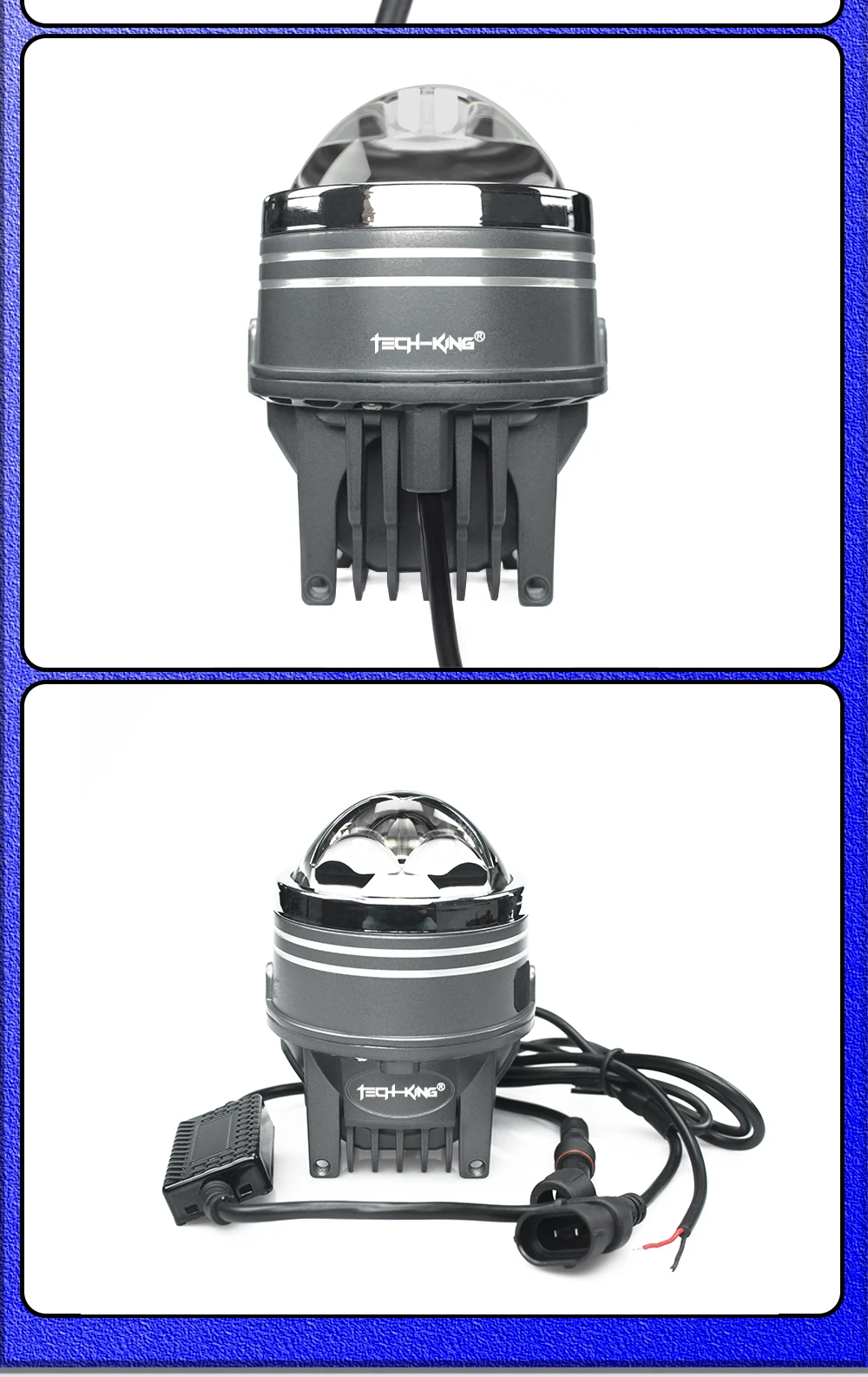 TECH-KING Custom 3.0 Inch Dual Beam Led Fog Lamp 12v 45w 70W 6000K Waterproof Universal Car Laser Fog Light 6000k Color Lens