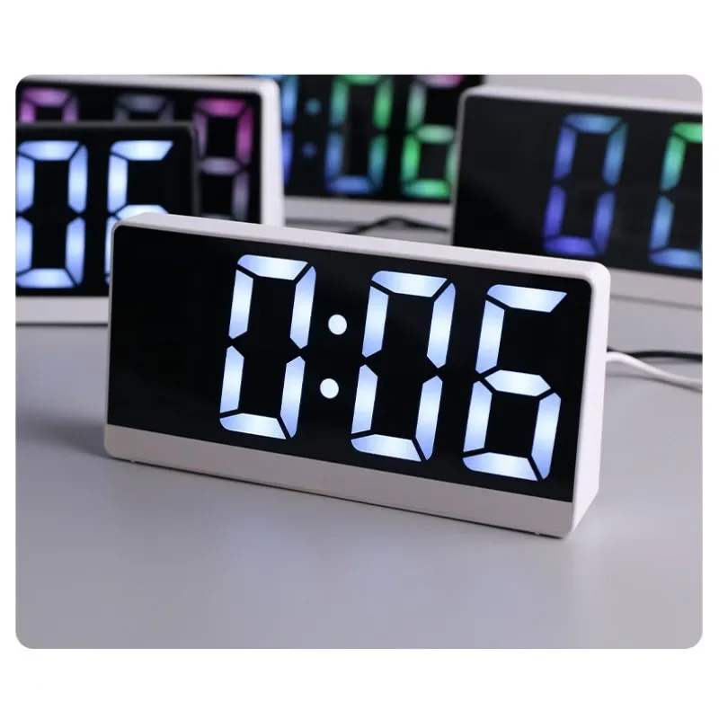 Home Table Large Display Electronic Digital LED Mirror Alarm Clock for Bedroom Office