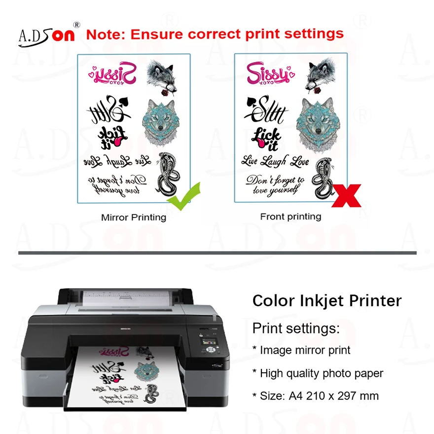 A4 Printable Diy Inkjet Tattoo Stencil Paper Sweat Resistant Tattoos