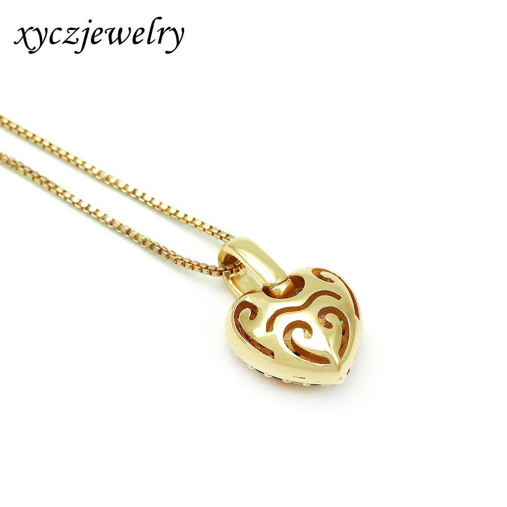 XingYu New Heart  Necklaces  18k Gold Plated Mix Color CZ Heart Jewelry Pendant Necklaces