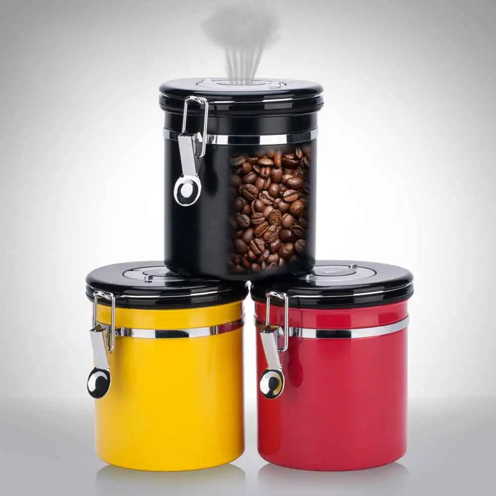 1200ML 40 oz big coffee bean food container airtight with exhaust valve