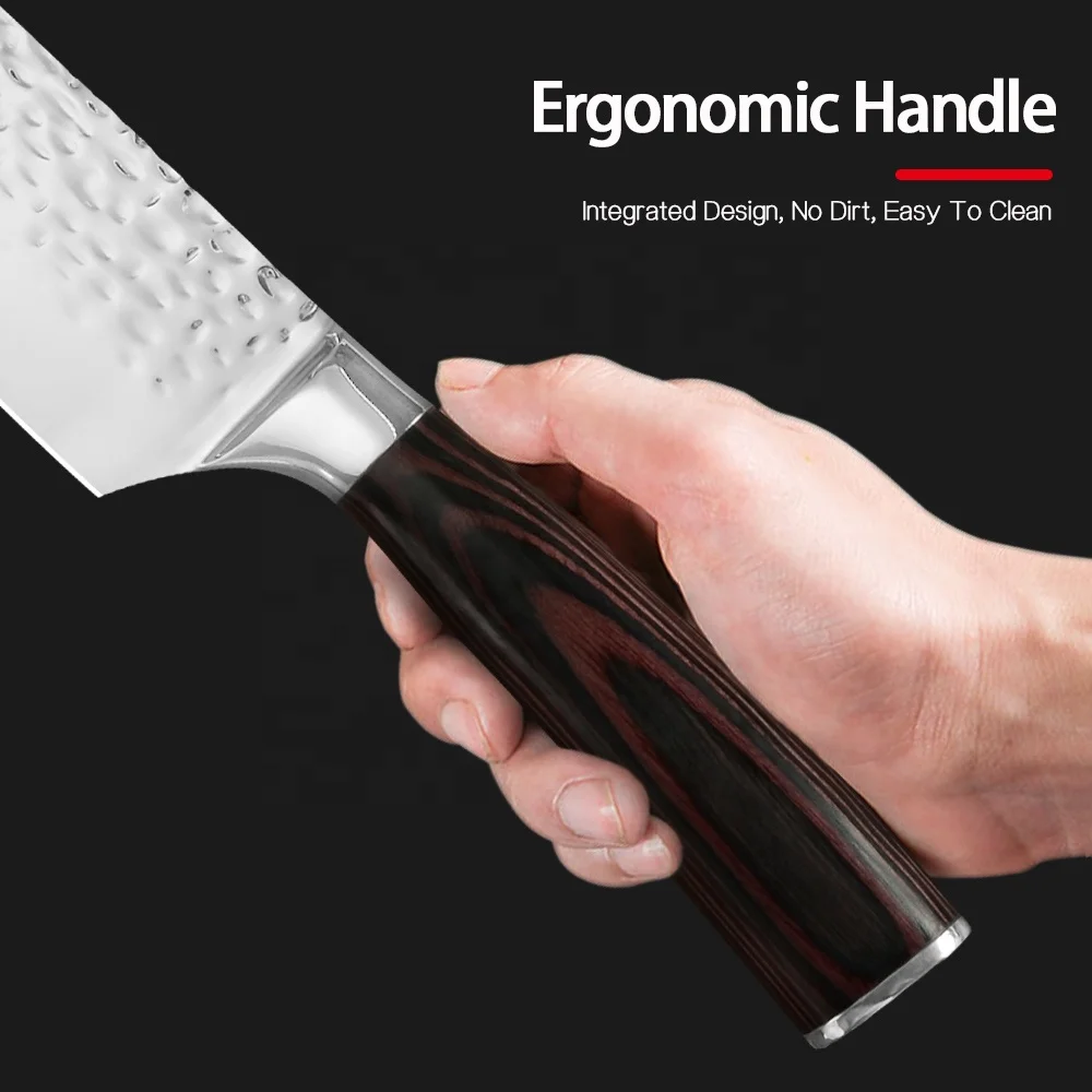 4 шт набор кухонных ножей Pakka деревянной ручкой Nakiri kiritsuke Китайский Тесак чеканным узором лезвие из нержавеющей стали Нож шеф повара набор