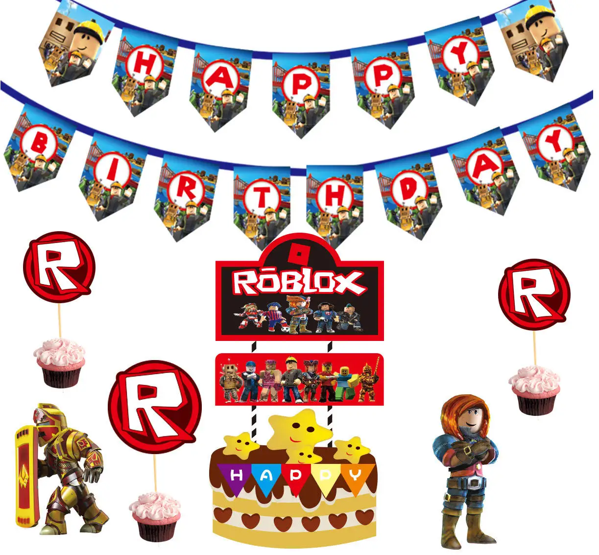 Wholesale Roblox Theme Party Supplies Sets Balloons Cup Napkin Table ...