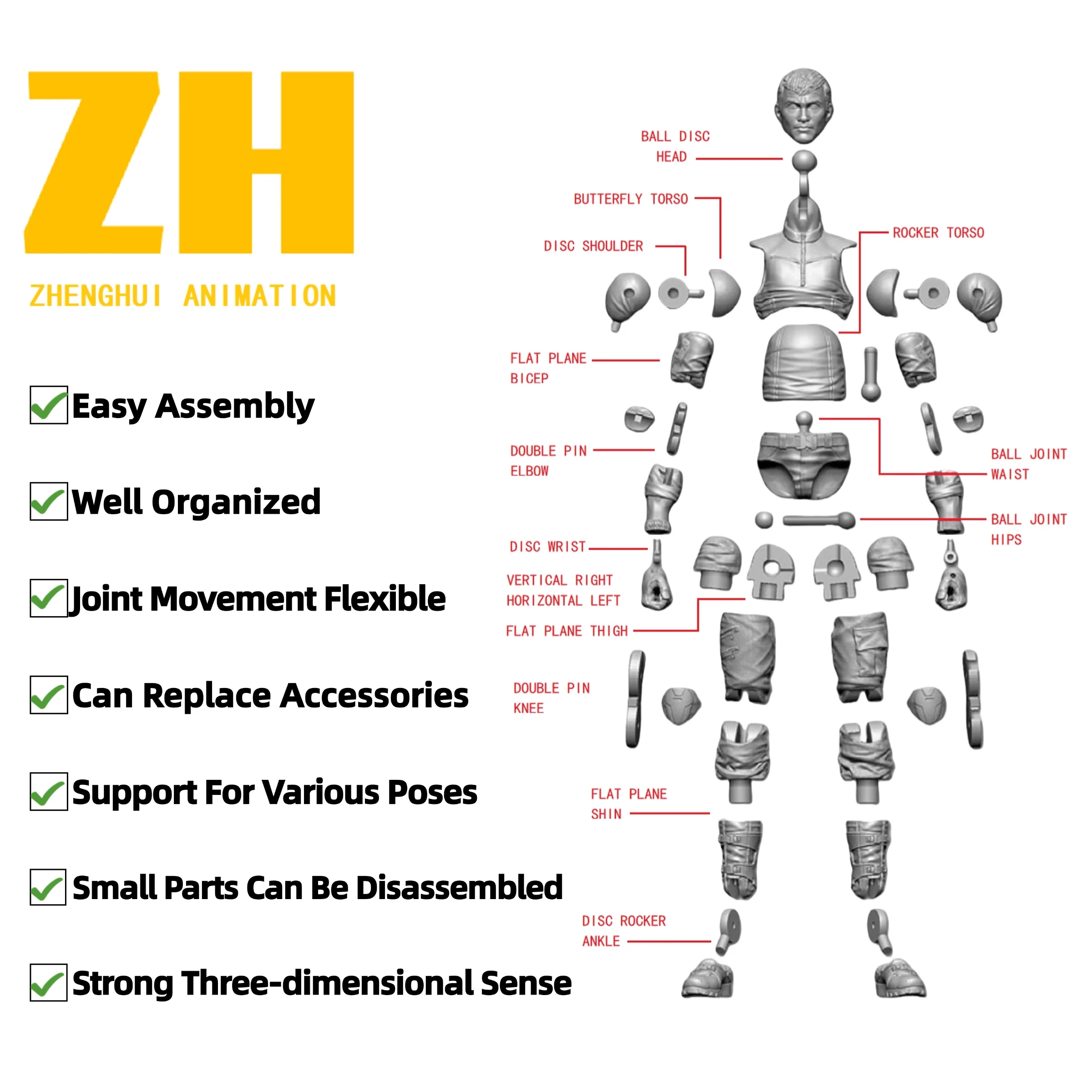 Manufacturer Custom Assembly Disjointed Movable Resin Action Figure Anime ABS Jointed Plastic ABS Vinyl PVC Action Figures