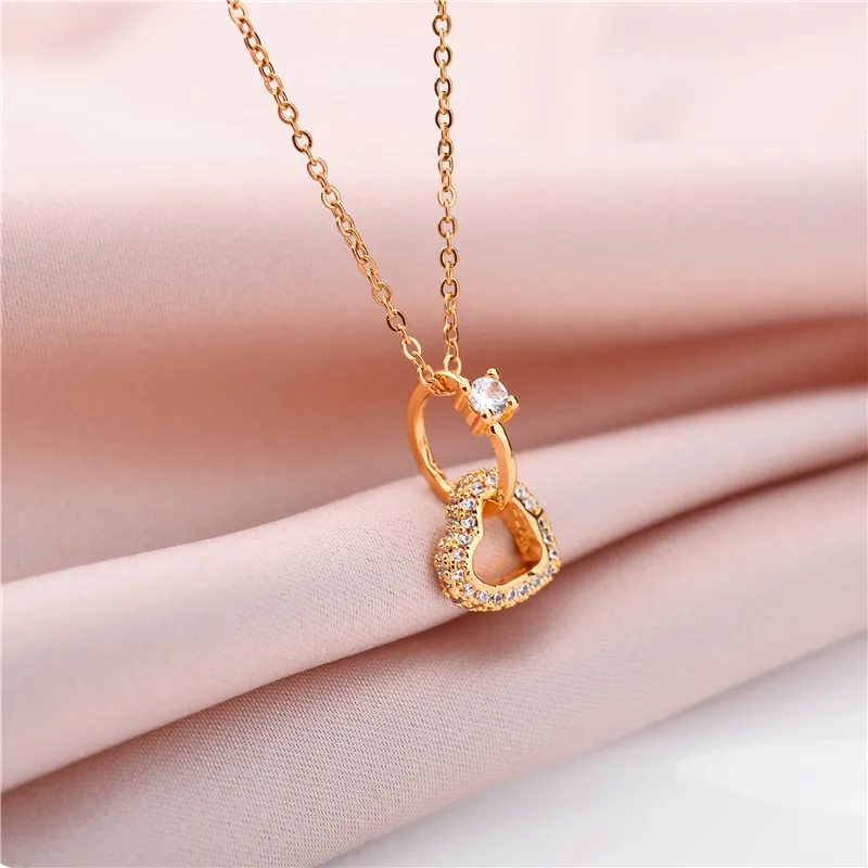 21 New Trendy Female Light Luxury Pendant Ring Love Heart Shaped Chain Design Affection Necklace Buy 24k Gold Holiday Gift Personalized Birthday Gift Necklace New Arrival Jewelry Stainless Steel Personalised Pendent Necklace