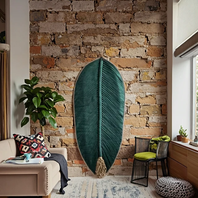 Large Macrame Wall Hanging Leaf Bohemian Modern Leaves Handmade Leaf Feather Decoration Woven Macrame Wall Tapestry Room Decor