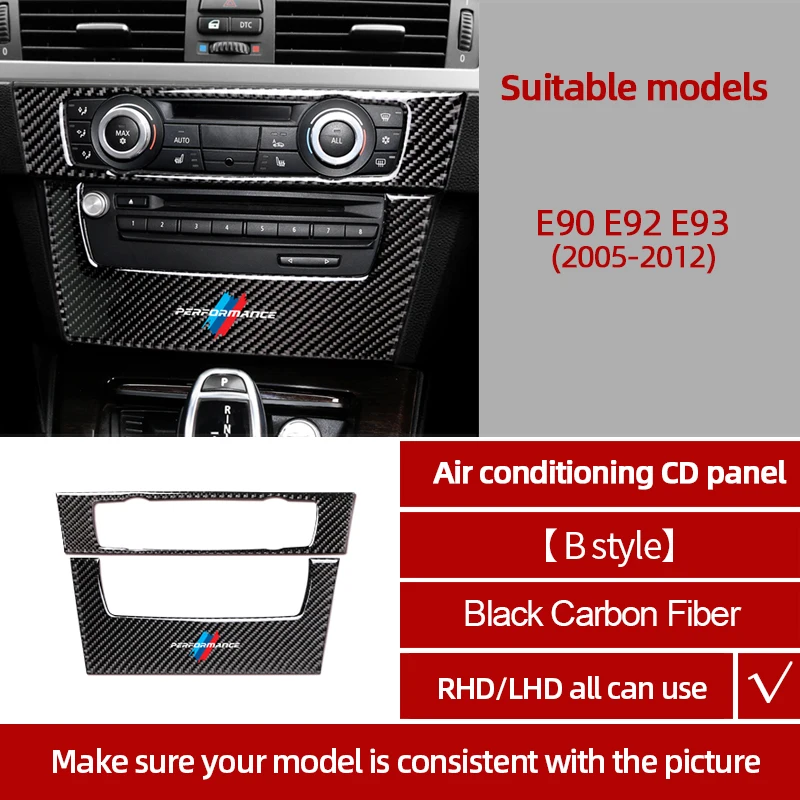 BetterHumz Carbon Fiber For BMW E90 E92 E93 Air Conditioning CD Control  Panel Stickers M performance Interior Trim Decoration