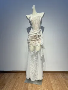 Bettergirl Fashion Luxury Sexy Floral Lace Elegant Party Dress 2026 Spring New Best Selling Fishbone Tight White Women Dress